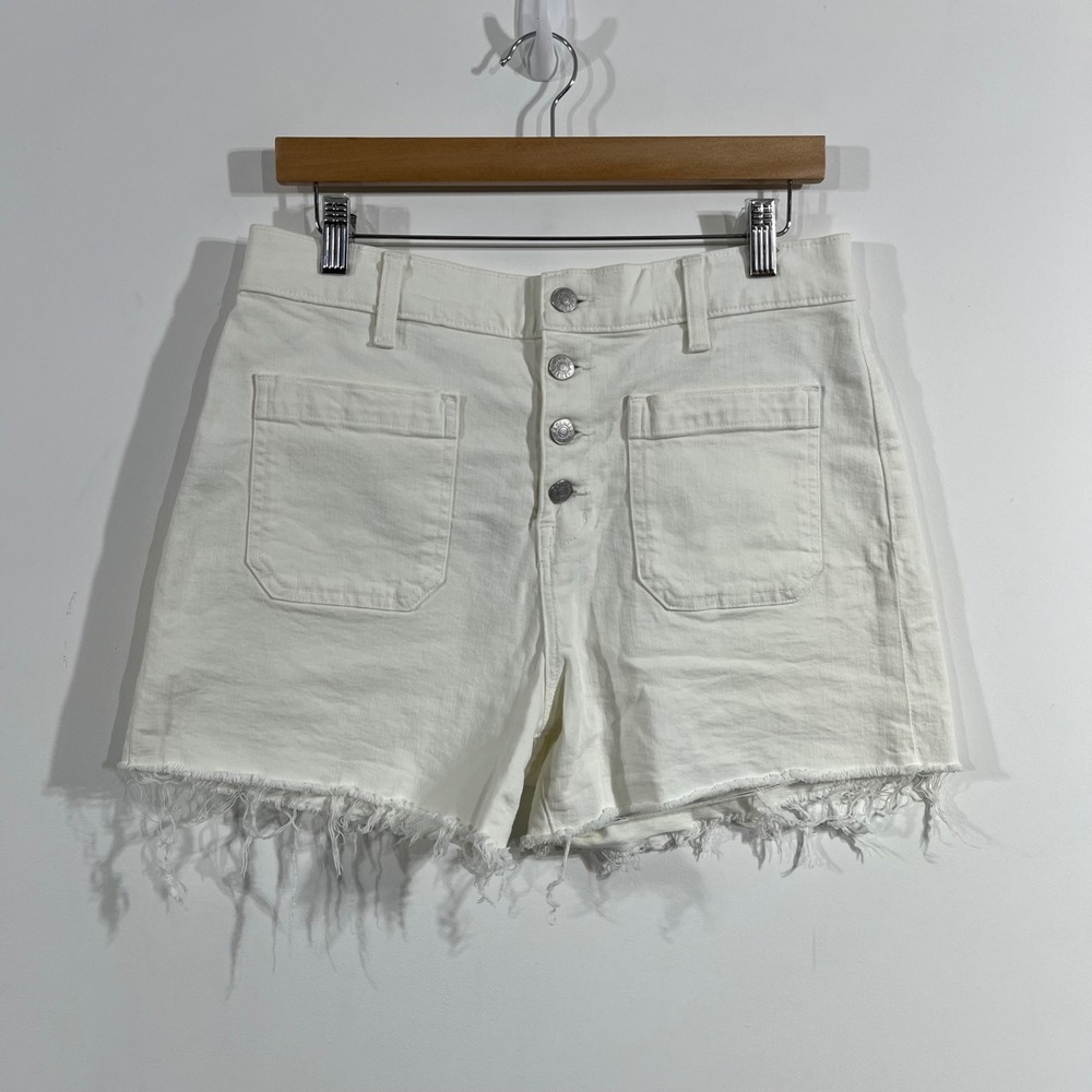 Madewell Coastal Fisherman Denim High Rise Patch Pocket Shorts Womens 30 Retro